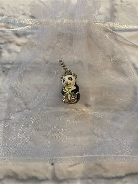 Brighton Silver-Plated Panda Charm - Black and White with Crystal Eyes